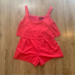 Lulu's Bright Coral-Red Sleeveless Romper size L